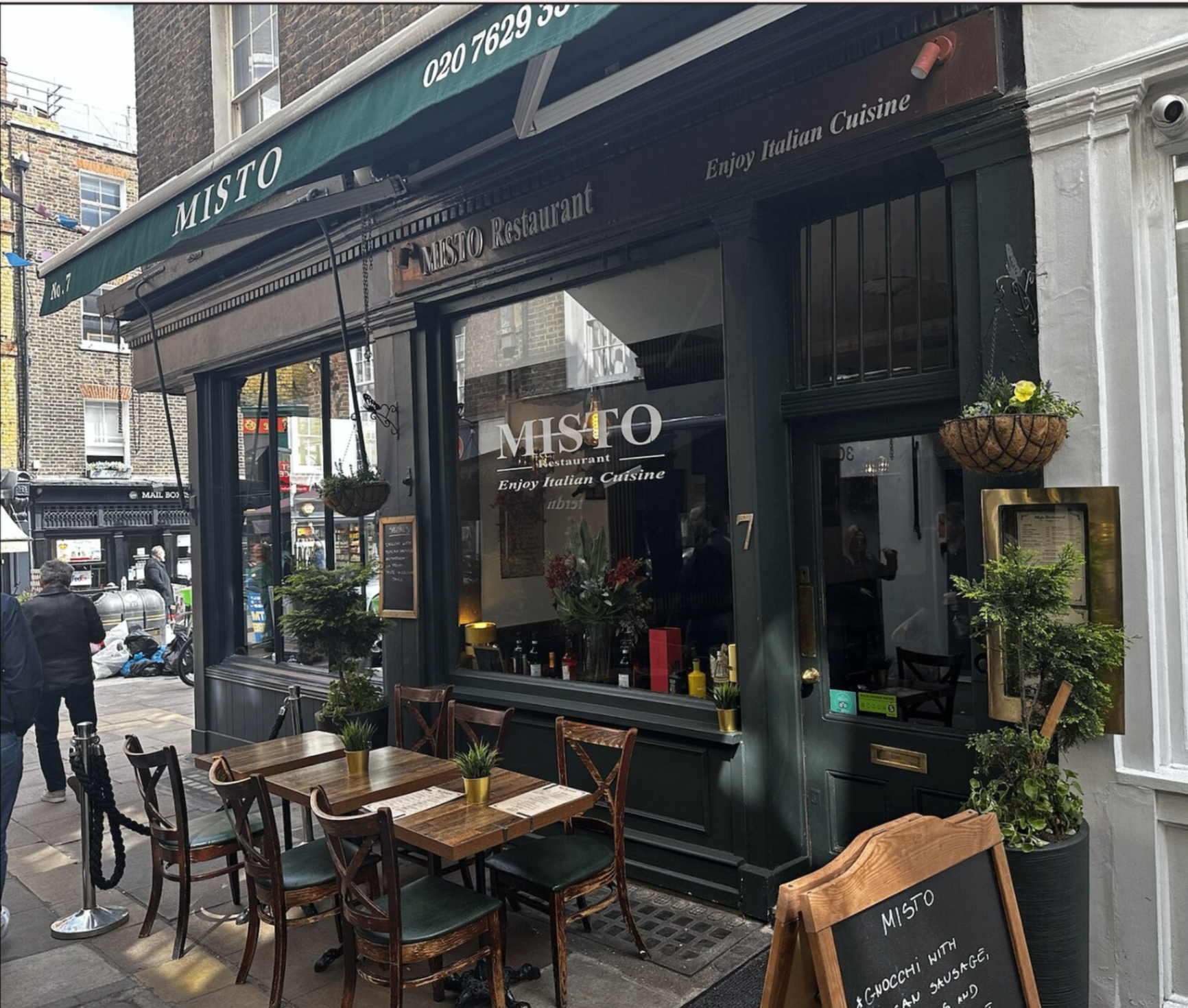Misto restaurant exterior at 7 Shepherd Market, Mayfair